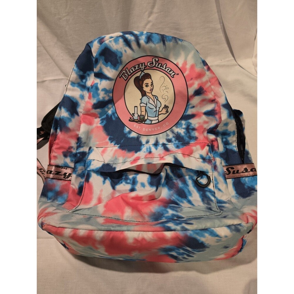 Discontinued Blazy Susan Tie Dye Backpack Pink Blue Cannabis Weed Book Bag